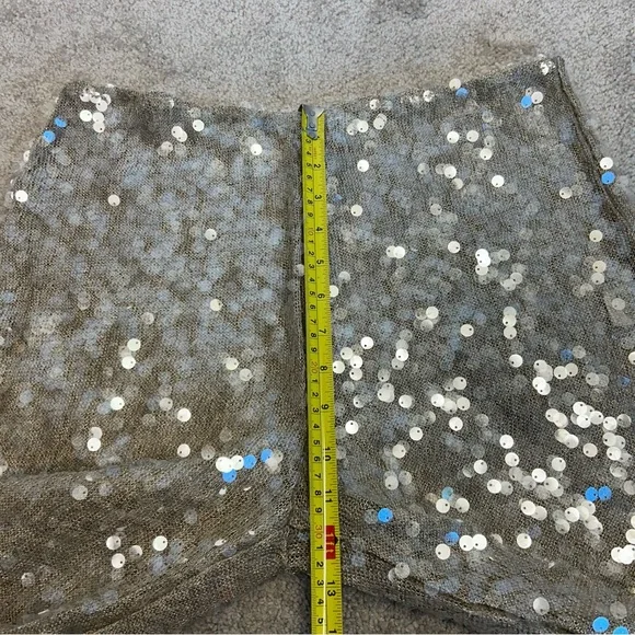 Zara champagne gold sequin embellished sparkly knit dress pants pull on L NWOT - Picture 7 of 15